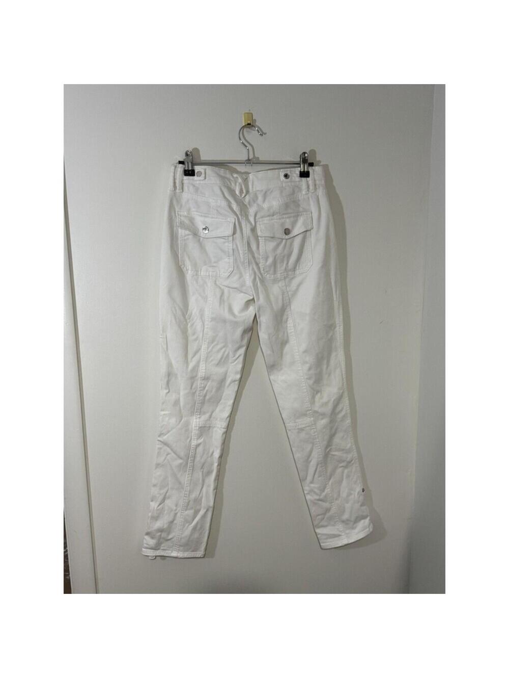 White House Black Market Women's White Cotton Cropped Straight Pants Pockets - Picture 6 of 8